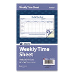 Weekly Time Sheets, One Part (No Copies), 8.5 x 5.5, 100 Forms/Pad, 2 Pads/Pack