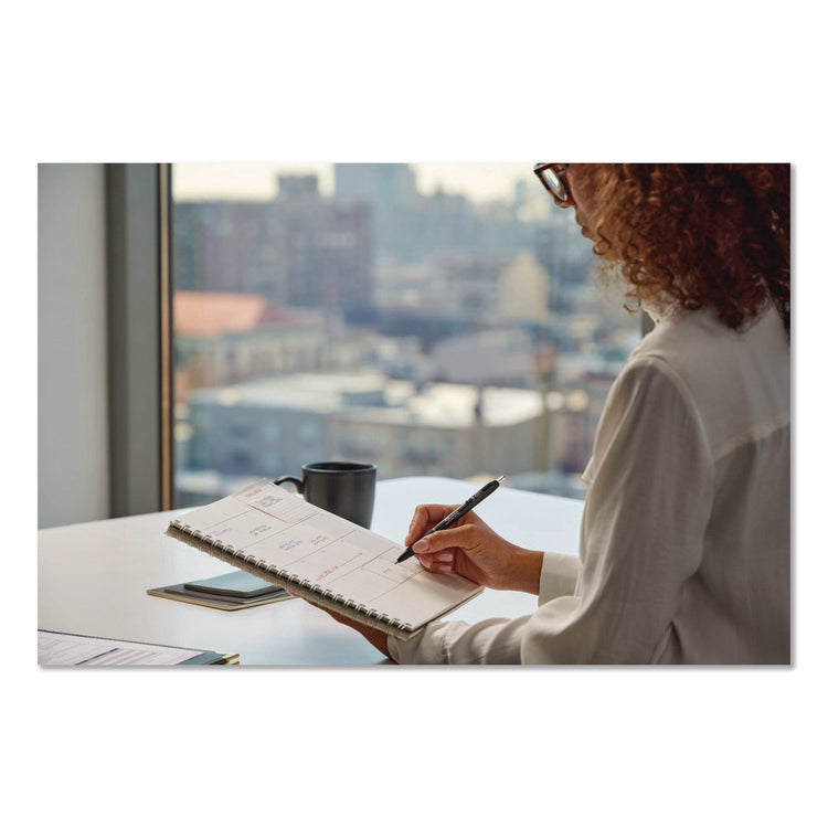 S-Gel High-Performance Gel Pen, Retractable, Medium 0.7 mm, Black Ink, Black Barrel, 8/Pack