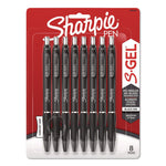 S-Gel High-Performance Gel Pen, Retractable, Medium 0.7 mm, Black Ink, Black Barrel, 8/Pack