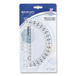 180 Degree Protractor, Plastic, 6" Ruler Edge/180 Degree, Clear