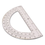 180 Degree Protractor, Plastic, 6" Ruler Edge/180 Degree, Clear
