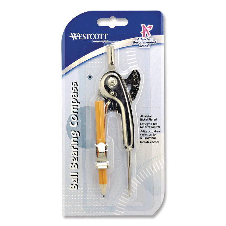 Ball Bearing Compass, 13" Diameter, Metal, Metallic Color