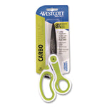 CarboTitanium Bonded Scissors, 8" Long, 3.25" Cut Length, Straight White/Green Handle