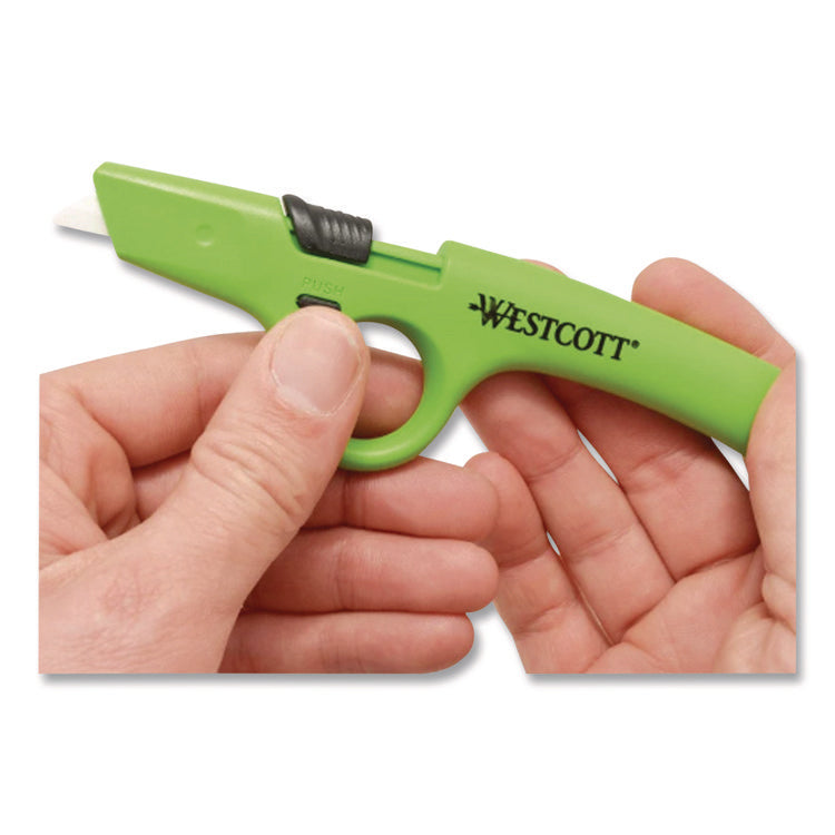 Full Size Retractable Box Cutter, Plastic Handle, Green, 6/box