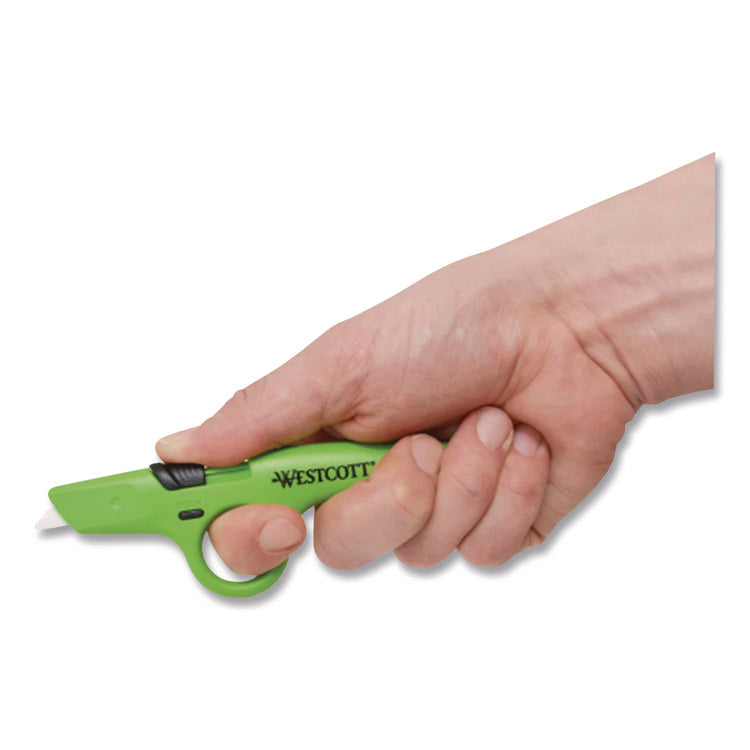 Full Size Retractable Box Cutter, Plastic Handle, Green, 6/box