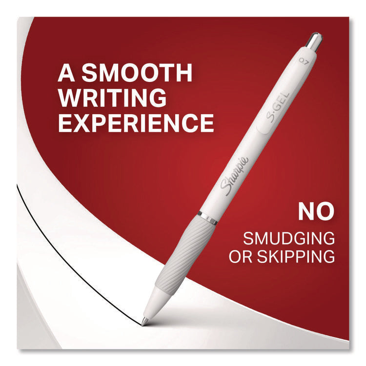 S-Gel Fashion Barrel Gel Pen, Retractable, Medium 0.7 Mm, Black Ink, Pearl White Barrel, 4/pack