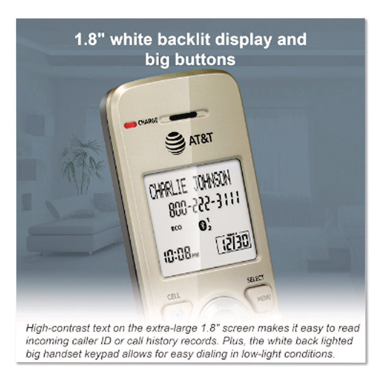 Connect to Cell DL72310 Cordless Telephone, Base and 2 Additional Handsets, White/Silver