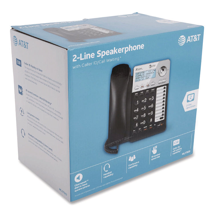 Ml17928 Two-Line Corded Speakerphone, Black/silver