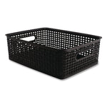 Plastic Weave Bin, Medium, 14" X 10.5" X 4.63", Black