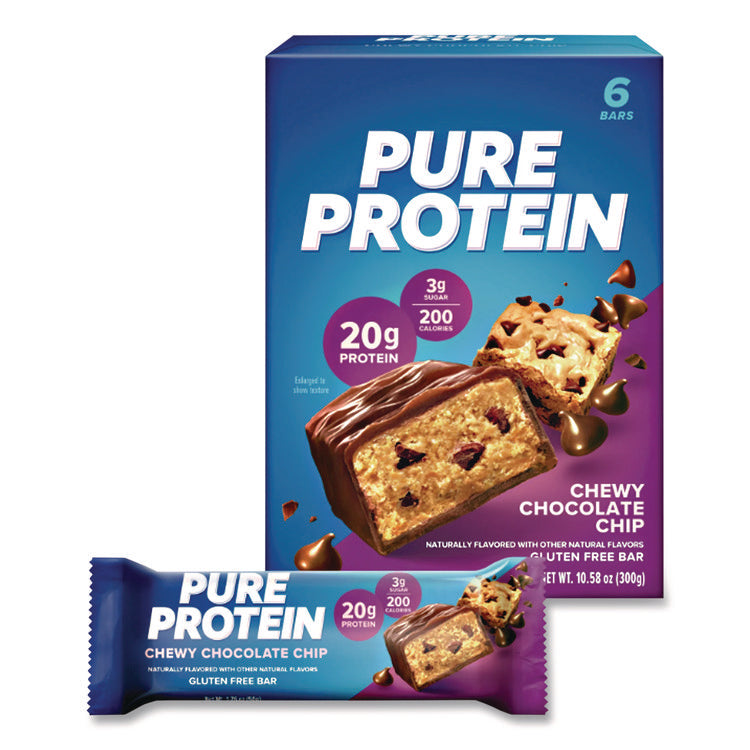 Pure Protein Bar, Chewy Chocolate Chip, 1.76 Oz Bar, 6/box