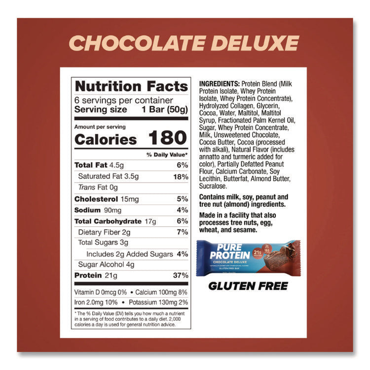 Pure Protein Bar, Chocolate Deluxe, 1.76 Oz Bar, 6/box