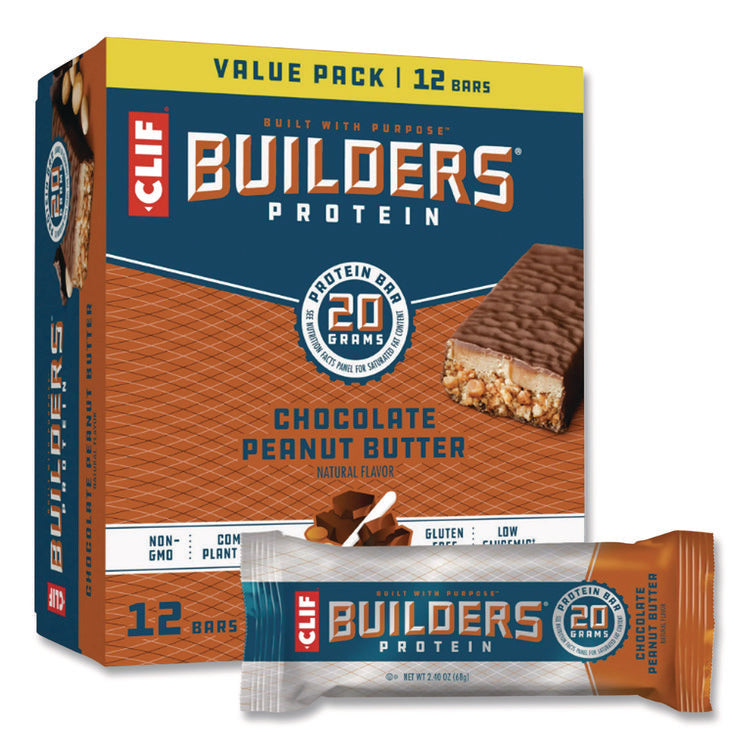 Builders Protein Bar, Chocolate Peanut Butter, 2.4 Oz Bar, 12 Bars/box