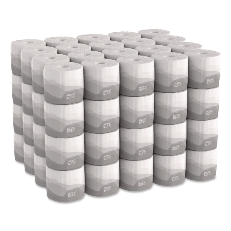 Pacific Blue Basic Embossed Bathroom Tissue, Septic Safe, 1-Ply, White, 550/roll, 80 Rolls/carton