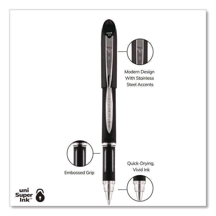 Jetstream Hybrid Gel Pen, Stick, Bold 1 mm, Black Ink, Black/Silver Barrel