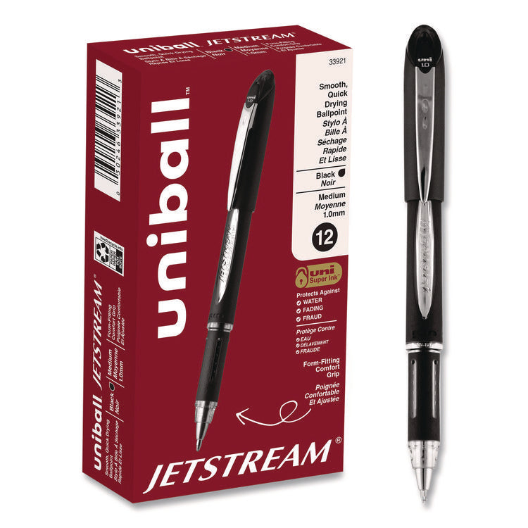 Jetstream Hybrid Gel Pen, Stick, Bold 1 mm, Black Ink, Black/Silver Barrel