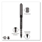 VISION Rollerball Pen, Stick, Extra-Fine 0.5 mm, Black Ink, Gray/Black/Clear Barrel, Dozen
