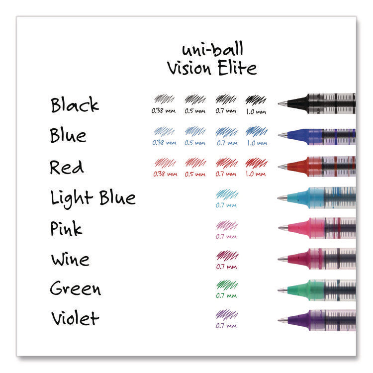 VISION Rollerball Pen, Stick, Fine 0.7 mm, Black Ink, Silver/Black/Clear Barrel, Dozen