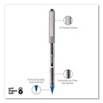 VISION Rollerball Pen, Stick, Fine 0.7 mm, Blue Ink, Silver/Blue/Clear Barrel, Dozen