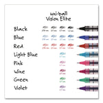 VISION Rollerball Pen, Stick, Fine 0.7 mm, Blue Ink, Silver/Blue/Clear Barrel, Dozen
