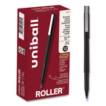 Rollerball Pen, Stick, Extra-Fine 0.5 mm, Blue Ink, Black/Blue Barrel, Dozen