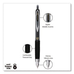 Signo 207 Gel Pen, Retractable, Fine 0.5 mm, Black Ink, Smoke/Black Barrel, Dozen