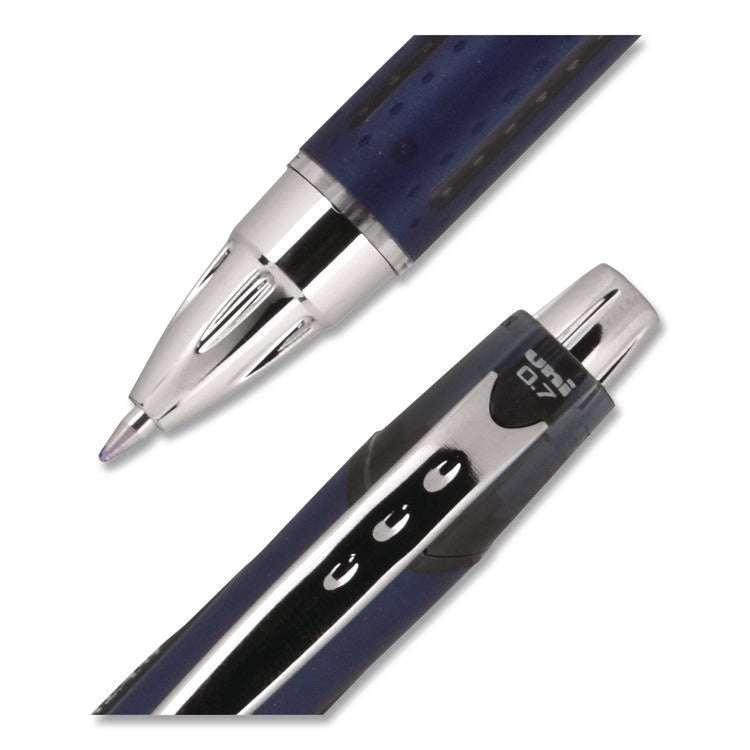 Jetstream Hybrid Gel Pen, Retractable, Fine 0.7 mm, Black Ink, Blue/Silver Barrel