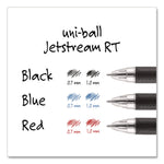 Jetstream Hybrid Gel Pen, Retractable, Fine 0.7 mm, Black Ink, Blue/Silver Barrel