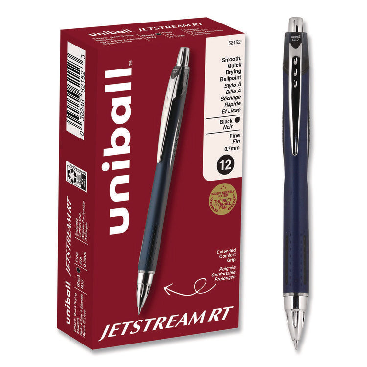 Jetstream Hybrid Gel Pen, Retractable, Fine 0.7 mm, Black Ink, Blue/Silver Barrel