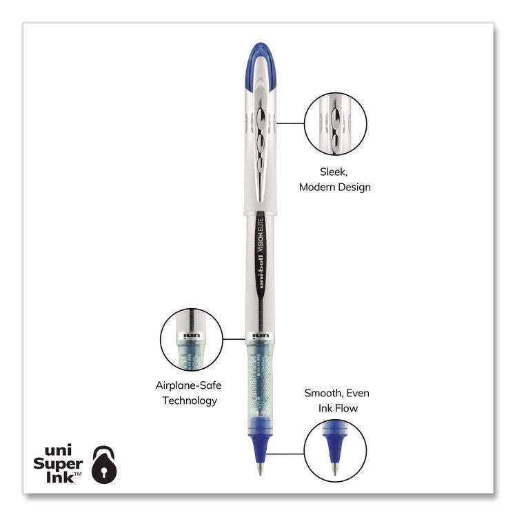 VISION ELITE Hybrid Gel Pen, Stick, Bold 0.8 mm, Blue Ink, White/Blue/Clear Barrel