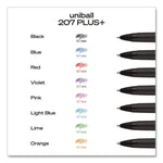 207 Plus+ Gel Pen, Retractable, Medium 0.7 mm, Blue Ink, Black Barrel, 4/Pack