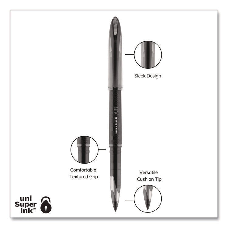 Air Porous Gel Pen, Stick, Medium 0.7 Mm, Black Ink, Black Barrel, 3/pack