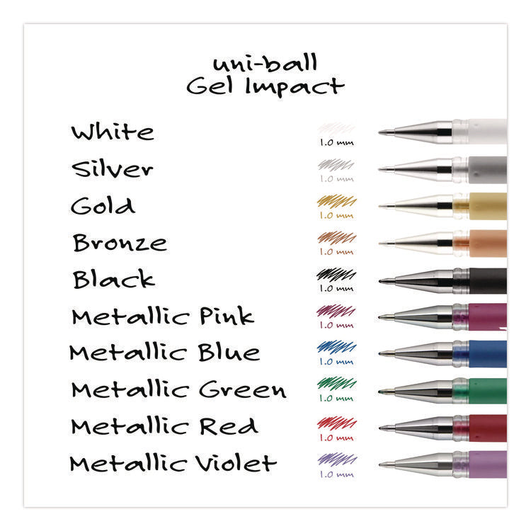 Signo Impact Gel Pen, Stick, Bold 1 mm, Assorted Metallic Ink and Barrel Colors, 3/Pack