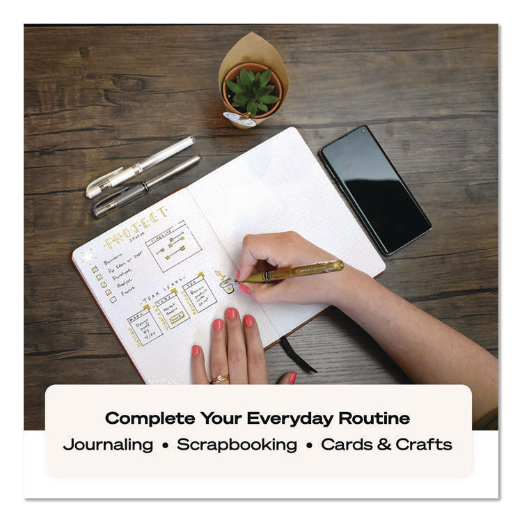 Signo Impact Gel Pen, Stick, Bold 1 mm, Assorted Metallic Ink and Barrel Colors, 3/Pack