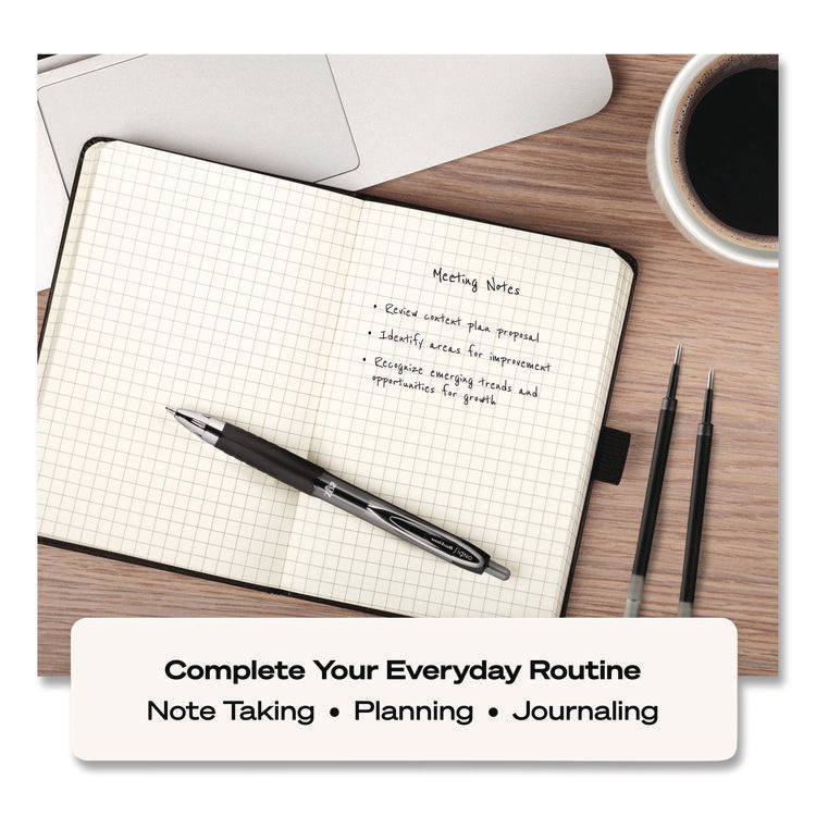 Signo 207 Gel Pen, Retractable, Medium 0.7 mm, Black Ink, Clear/Black Barrel, 5/Pack