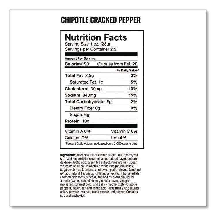 Real Steak Jerky, Chipolte Cracked Pepper, 2.5 Oz Bag