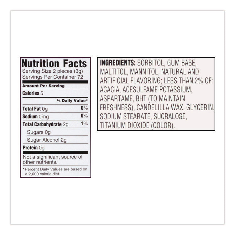 Sugar-Free Gum, Peppermint, 12 Sticks/pack, 9 Packs/box