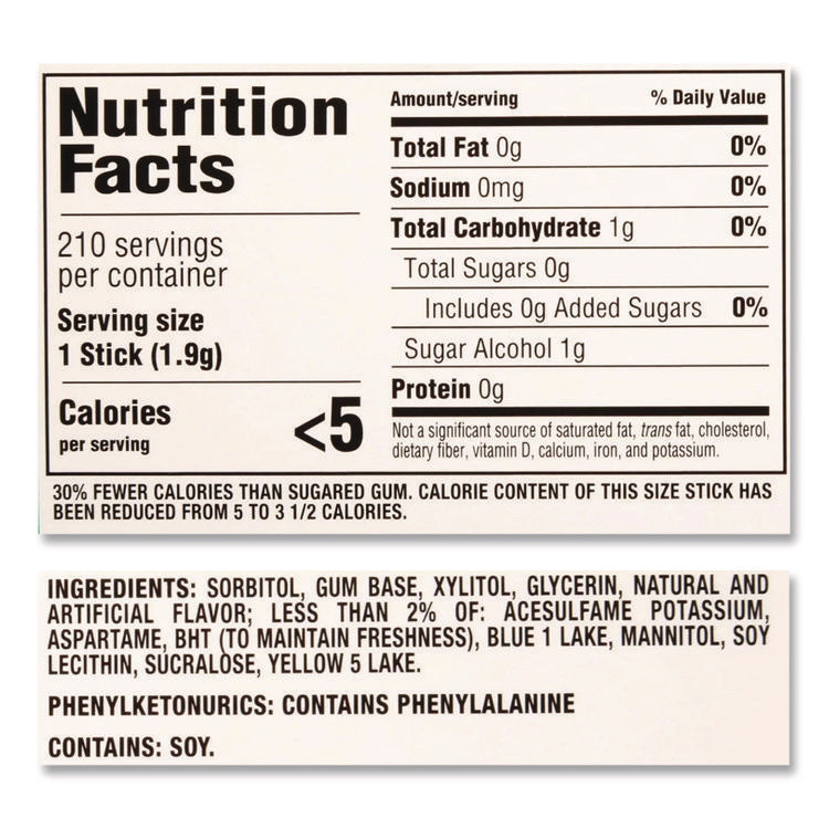 Sugar-Free Gum, Spearmint, 14 Sticks/pack, 12 Packs/box