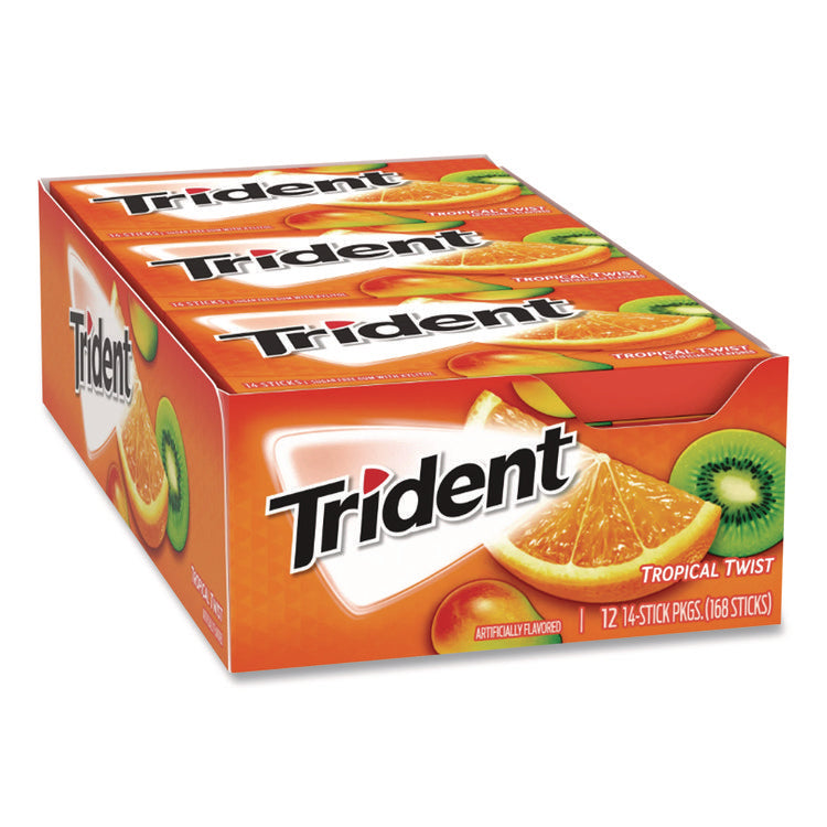 Sugar-Free Gum, Tropical Twist, 14 Sticks/pack, 12 Packs/box