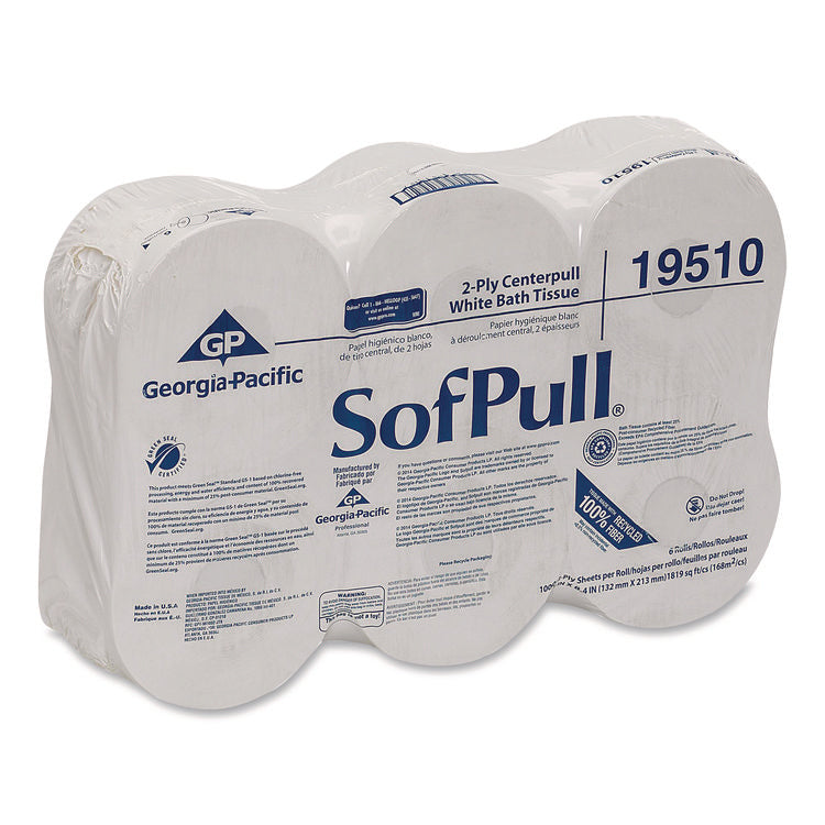 High Capacity Center Pull Tissue, Septic Safe, 2-Ply, White, 1,000/Roll, 6 Rolls/Carton