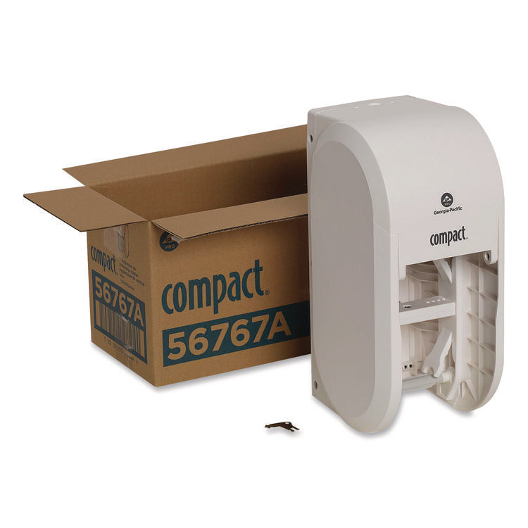 Compact Vertical 2-Roll Coreless Tissue Dispenser, 14.06 X 6.69 X 8.19, White