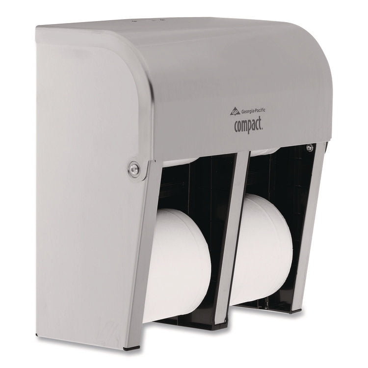Compact Quad Vertical 4-Roll Coreless Dispenser, 11.75 x 6.9 x 13.25, Stainless Steel