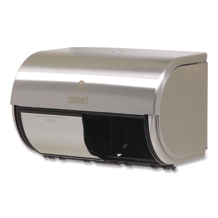 Compact Coreless Side-by-Side 2-Roll Dispenser, 10.13 x 6.75 x 7.13, Stainless Steel