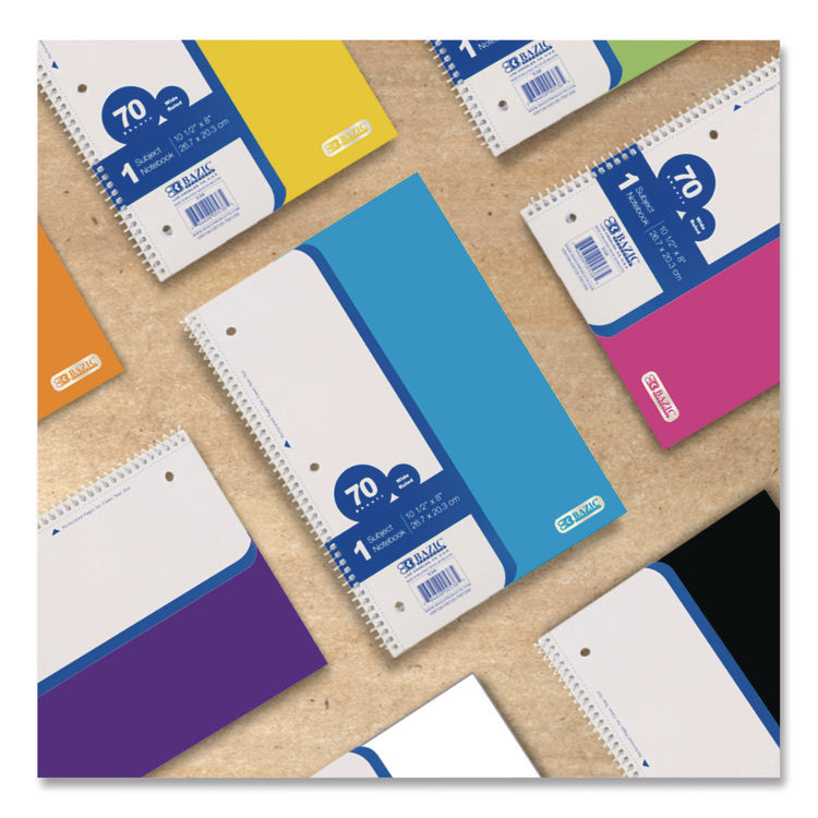 Spiral Notebooks, 1-Subject, Wide/Legal Rule, Randomly Assorted Cover Color, (70) 10.5 x 8 Sheets