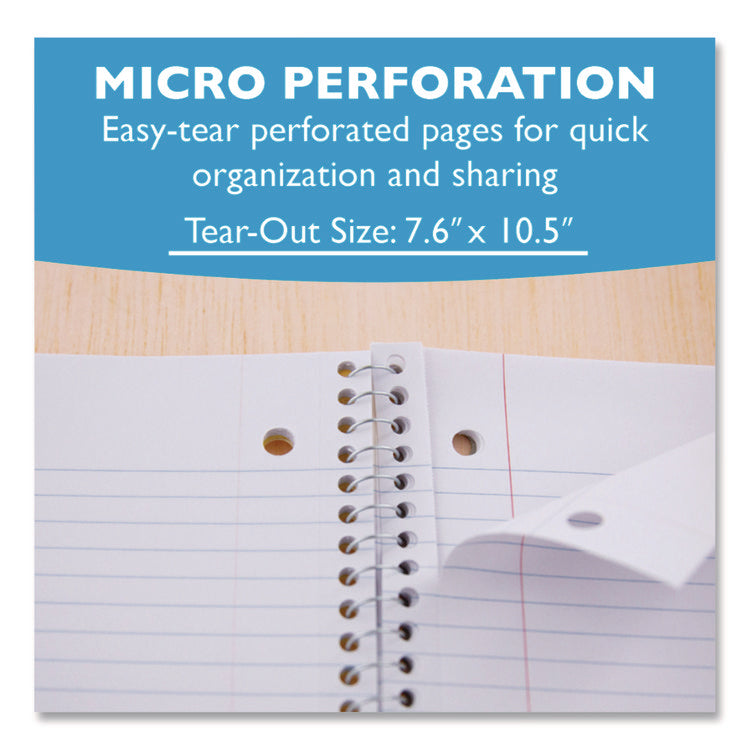 Spiral Notebooks, 1-Subject, Wide/Legal Rule, Randomly Assorted Cover Color, (70) 10.5 x 8 Sheets