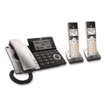 CL84207 Corded/Cordless Phone, Corded Base Station and 2 Additional Handsets, Black/Silver
