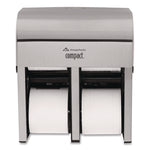 Compact Quad Vertical 4-Roll Coreless Dispenser, 11.75 x 6.9 x 13.25, Stainless Steel