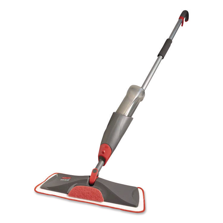 Reveal Microfiber Spray Mop Kit, Microfiber Head, 54.5" Silver/black Handle