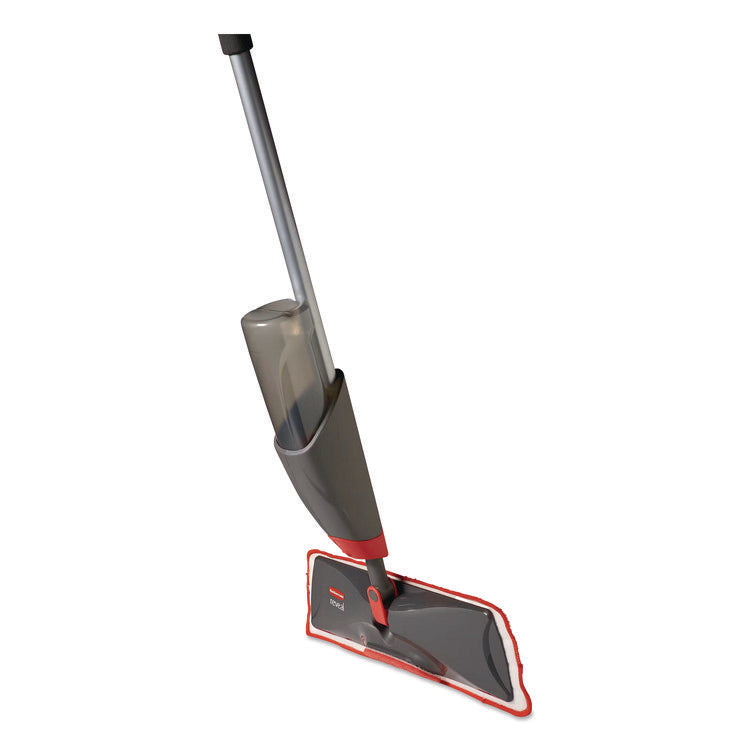 Reveal Microfiber Spray Mop Kit, Microfiber Head, 54.5" Silver/black Handle