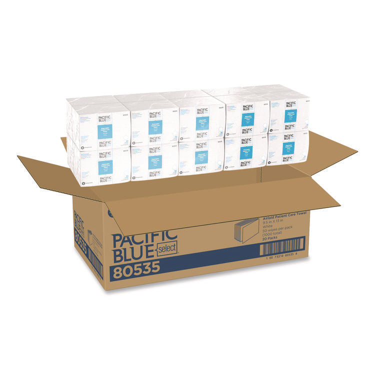Pacific Blue Select Disposable Patient Care Washcloths, 1-Ply, 9.5 x 13, Unscented, White, 50/Pack, 20 Packs/Carton
