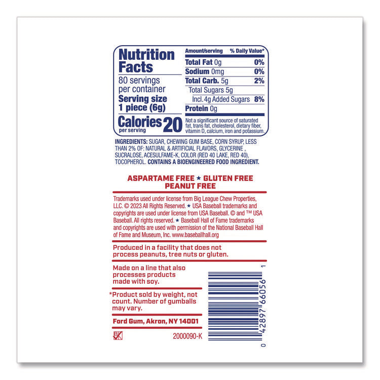 Bubble Gum Balls, Outta' Here Original, 80 Balls/tub